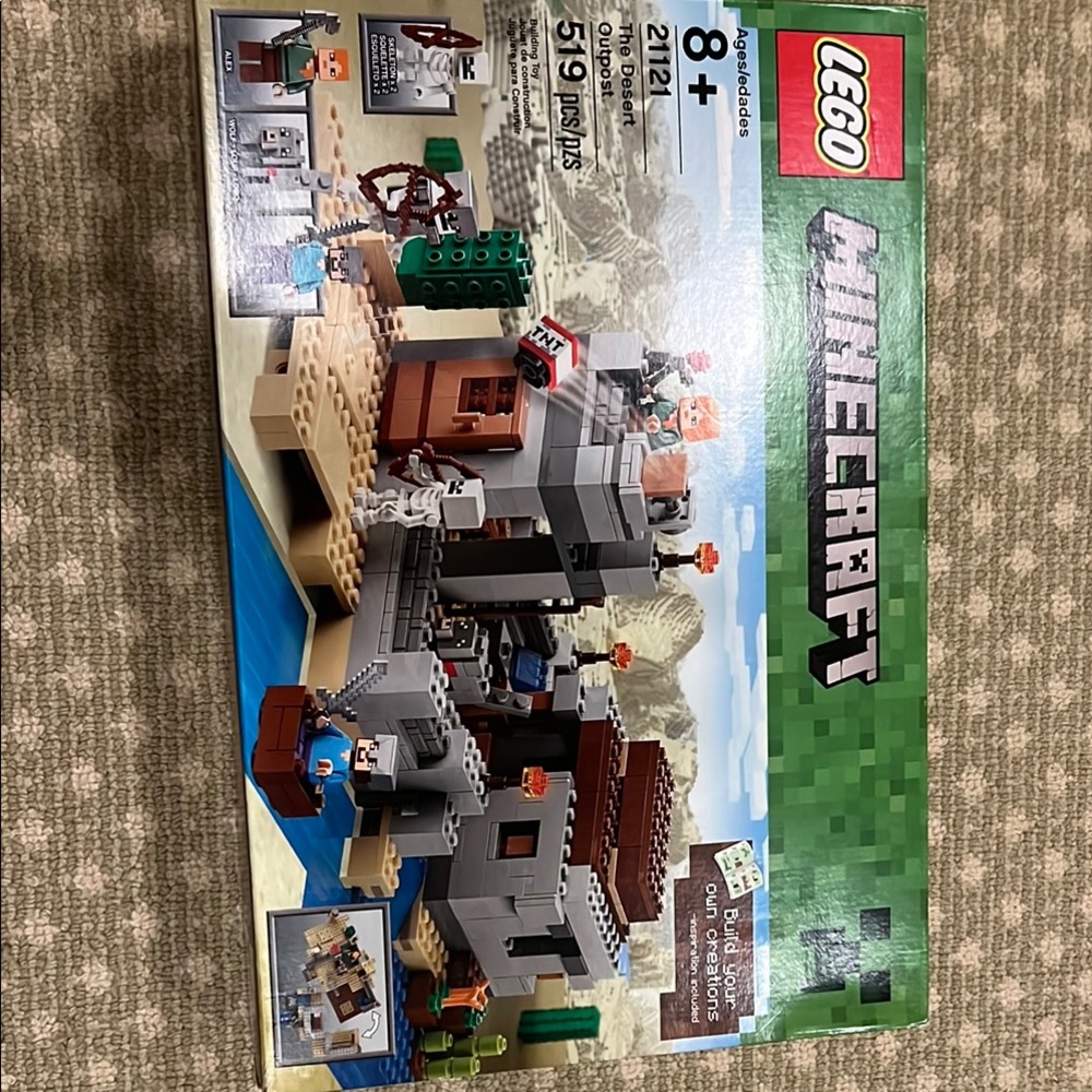 Lego Green and Blue Building Set with Creeper and Cube Blocks